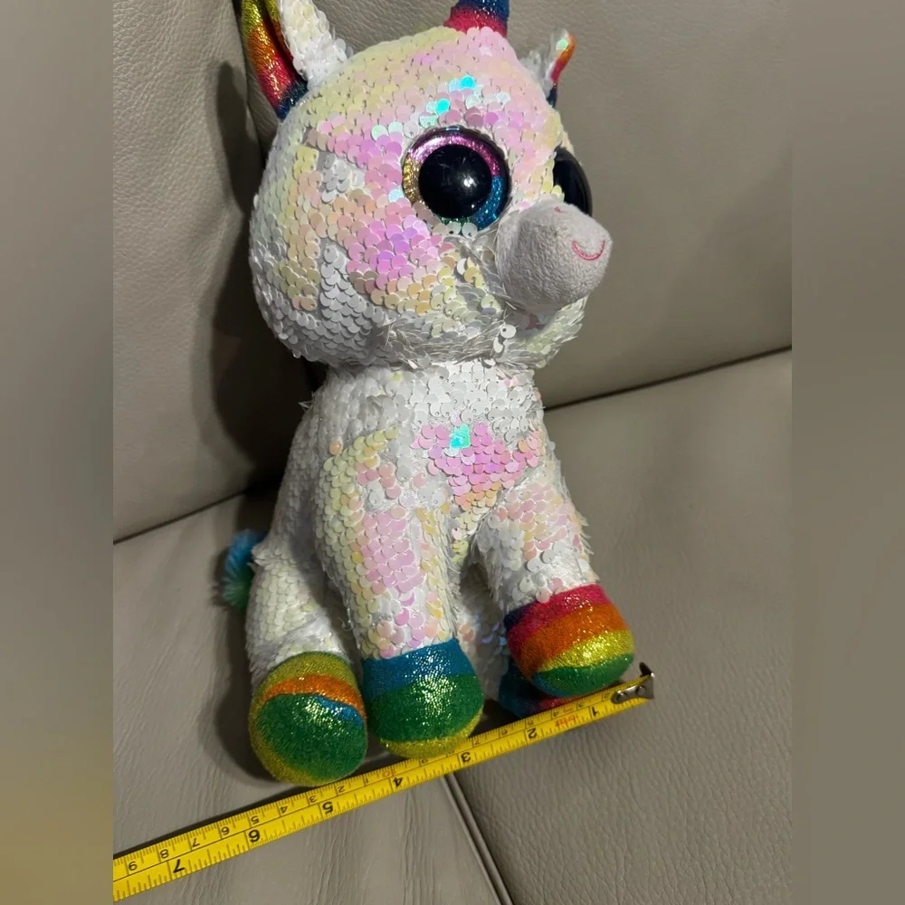 Sequin Rainbow Unicorn Cat Toy - Plush Iridescent White & Pastel